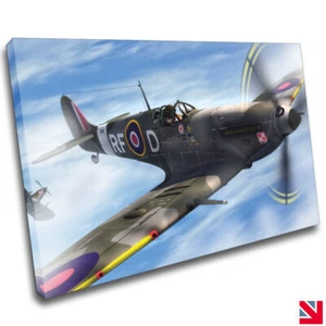 Spitfire Plane Aircraft Jet WW2 CANVAS Wall Art Picture Print - Picture 1 of 3