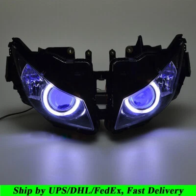 Fully Headlight Assembly White Angel Blue Devil Eyes For Honda CBR1000RR 2008-11 - Image 1 of 4