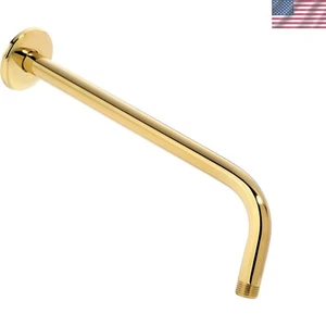 Corrosion-Resistant 12 Inch Wall-Mounted Shower Arm & Polished Brass Flange - Picture 1 of 3