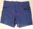 Vintage Mens BIKE Coaches Gym Shorts Sz Large Blue Snap & Zipper Closure-USA