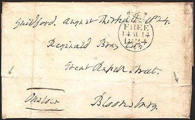 GB 1824 SURREY FREE ENTIRE TO BLOOMSBURY WITH 30 MILEAGE MARK SIGNED ONSLOW - Image 1 of 3