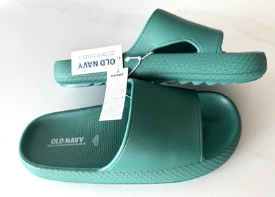 OLD NAVY BOYS OPEN TOE GREEN SLIDES SANDALS SLIP RUBBER SHOES NEW SIZE 12 / 13 - Image 1 of 4