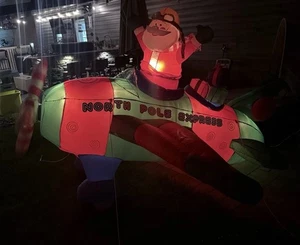 ✅ North Pole Express 8ft Weihnachtsmann Flugzeug Weihnachten Rasen aufblasbar LESEN - Bild 1 von 13