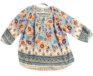 Top donna fico e fiore L floreale popover colorato chiffon boho floreale - Foto 1 di 13
