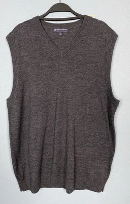 Chaleco Suéter Hart Shaffner Marx Extra Fino Lana Merino Cuello en V L Gris Dinero Antiguo Foto 1 de 4