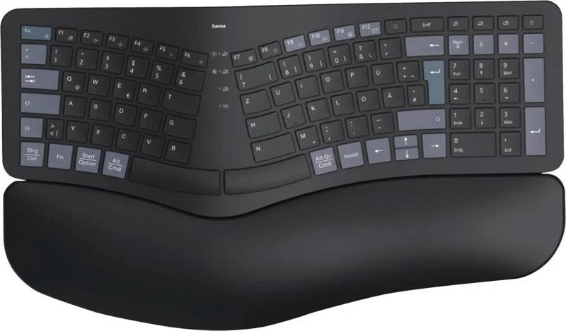 Hama WK-900 ergonomische kabellose Funk &  Bluetooth Tastatur QWERTZ - Bild 1 von 1