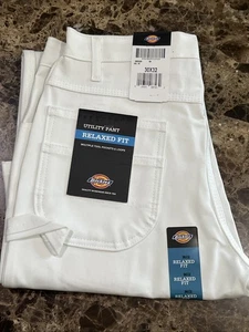 Neu Neu mit Etikett Dickies Utility-Hose weiß 30 x 32 lockere Passform - mehrere Werkzeugtaschen - Bild 1 von 6