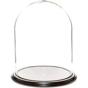 Plymor 11.75" x 15" Glass Display Dome Cloche (Black Wood Veneer Base) - Picture 1 of 1