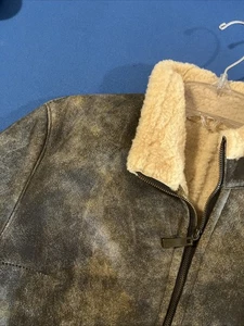 Giacca shearling scamosciata Duck Sport New York vintage taglia M marrone marmo sherpa lavoro - Foto 1 di 12