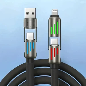 240W 4-in-1 USB Fast Charging Cable for Android, iPhone, OnePlus – High Speed - Picture 1 of 13