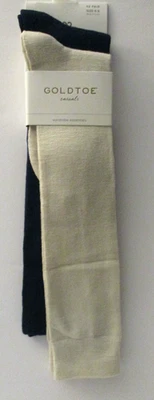 GoldToe 2 pares de calcetines básicos hasta la rodilla beige y azul marino talla 6-9 Foto 1 de 3