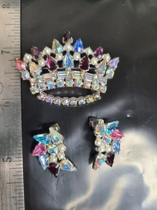Vintage b. David Strass Krone Brosche Ohrclips  - Bild 1 von 6