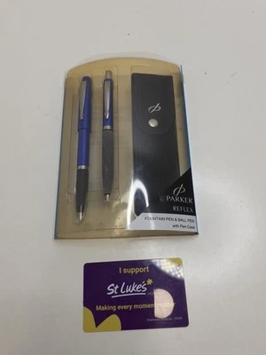 Vintage Parker Reflex Blue Ink Fountain / Ball Point Pen with Pen Case - Image 1 of 4