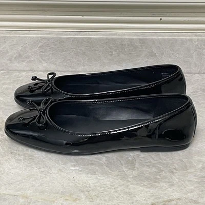 Cole Haan Yara Ballet Flat Womens 8.5B Black Patent Leather Bow Square Toe Shoe - Image 1 of 4