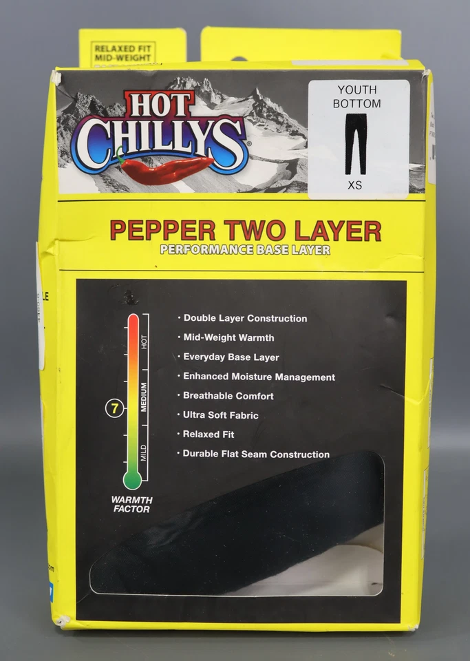 Pantalones de capa base Hot Chillys (para niños grandes) - NEGROS (XS) Foto 1 de 4