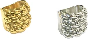 XXL Keepers Ring 18K Real Gold Plated Silver Stainless Steel Jewelry pinky Men - Picture 1 of 1