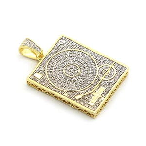 Men's Gold Plated Hip Hop Turn Table Cubic-Zirconia 3mm 30" Cuban Chain - Picture 1 of 5