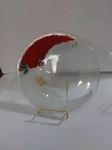 Piatto Babbo Natale in vetro artistico fuso Peggy Karr - Foto 1 di 5