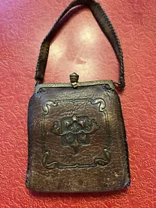 Antique tooled leather handbag 1920’s - Picture 1 of 6