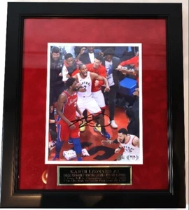 Kawhi Leonard Toronto Raptors Autographed 8x10 Photo Framed w/ nameplate PSA COA - Picture 1 of 3