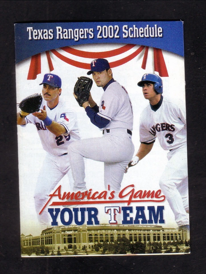 Texas Rangers Pocket Schedule Rodríguez Palmeiro Park Dr Pepper 2002 Foto 1 de 2