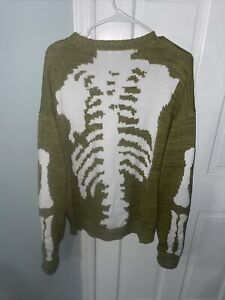 Kapital Bone Knit Distressed Men's Sweater, Sz M, Green
