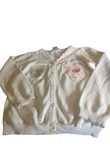 Upcycled Handmade White Kids Sweater Size 4 - Picture 1 of 4