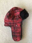 The North Face Red Plaid Trapper Bomber Aviator Hat Ear Flap Faux Fur One Size