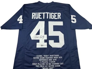 Rudy Ruettiger signed handsigniert blau Stat Fußball Trikot COA Notre Dame top - Bild 1 von 1