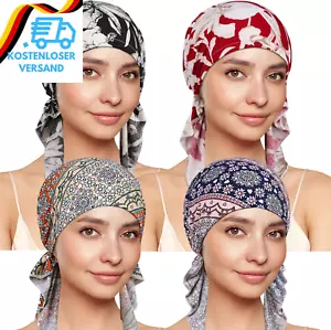 TSKNOMO 4 Stück Chemo Kopfbedeckung Für Frauen, Vorgebundenes Kopftuch, Krebs-Ko - Bild 1 von 12