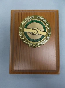 4 1/2 x 6 Eichenoptik Plakette Verkäufer Handschütteln - Bild 1 von 1