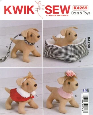 Kwik Sew K4269 Puppy Dog & Accessories for 18" Dolls American Girl UNCUT Pattern - Image 1 of 4
