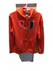 Miami Hurricanes Nike Hoodie Sweatshirt Therma Fit Nike Orange Size Small - Picture 1 of 9