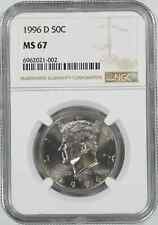1996 D KENNEDY HALF DOLLAR 50C NGC CERTIFIED MS 67 MINT STATE UNC (002)