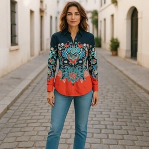 Camicia donna Etro boho floreale paisley taglia 40 Italia tranquilla lusso artistica rara esotica - Foto 1 di 24