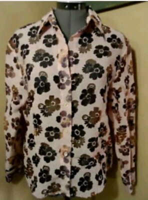 VESTIDO FRANCÉS Camisa Botón 10 Rosa Floral Top FDJ Mezcla de Lino Blusa Transparente LS Foto 1 de 4