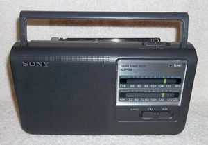 Sony ICF-38 Two Band Portable Radio AM/FM Black Sony ICF38 AC/DC New Open Box - Picture 1 of 12