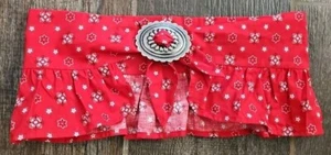Vintage handmade red prairie western neck scarf with buckle 41" length - Picture 1 of 11