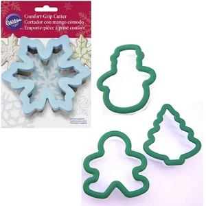 Wilton Cookie Cutters Comfort Grip Snowflake + Grippy Tree Gingerbread Man Santa - Picture 1 of 7