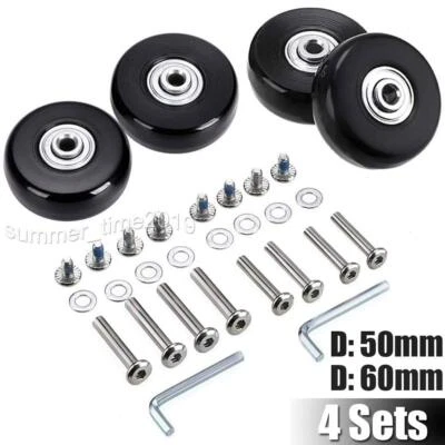 4 Stück Gepäck Koffer Ersatz Räder Achsen φ 50/60mm Reparatur Mute Gummi Rollen - Bild 1 von 4