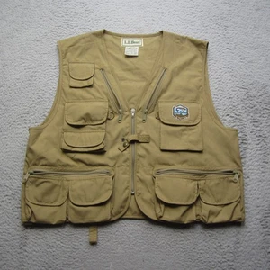 Vintage LL Bean Vest Mens XL Brown Fishing Utility Outdoor Multi Pocket Hiking - Picture 1 of 12