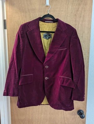Vintage 1970s Cortefiel Velvet Dinner Smoking Jacket Tuxedo Burgundy Size 40 - Image 1 of 4