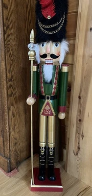 JC Penny 36" H Christmas Nutcracker Figures, Wooden Nutcracker Soldier Holding a - Image 1 of 4