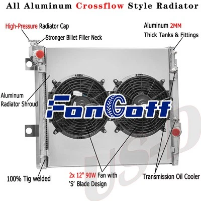 4 Row Radiator+Shroud Fan Fit 2003-09 2005 Toyota 4Runner Lexus GX470 4.7L V8 AT Foto 1 de 4