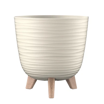 ENGELLAND Blumentopf Kübel mit Füßen & Bewässerungssystem Ø 28 cm Beige - Bild 1 von 4