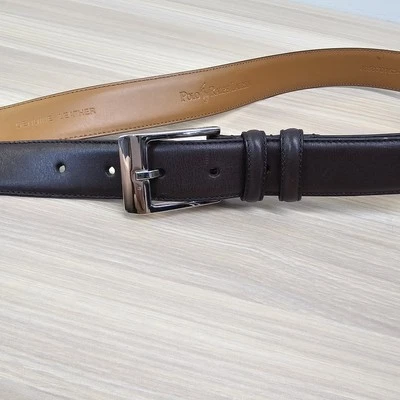 Polo Ralph Lauren Belt Mens 36 90 M Brown Skinny Genuine Leather Silver Buckle - Image 1 of 4