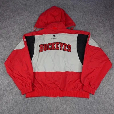Chaqueta cortavientos vintage Ohio State Buckeyes para hombre 2XL roja gris Champion años 90 Foto 1 de 4