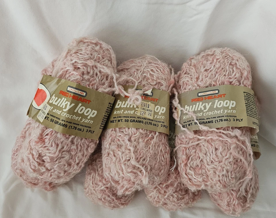Abrigos Red Heart & Clark BULKY LOOP 10+ madejas hilo mezcla lana multi rosa 19 0z Foto 1 de 4