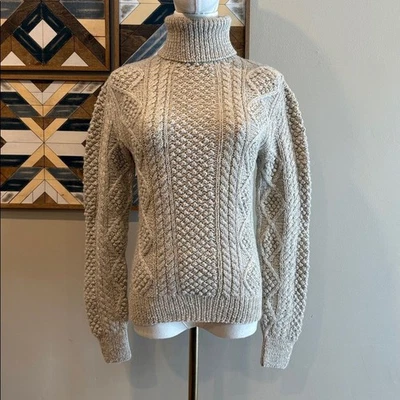 Suéter Vintage Ralph Lauren Tejido con Cable Lana Lino Seda Cuello Alto Talla Mediana Foto 1 de 4