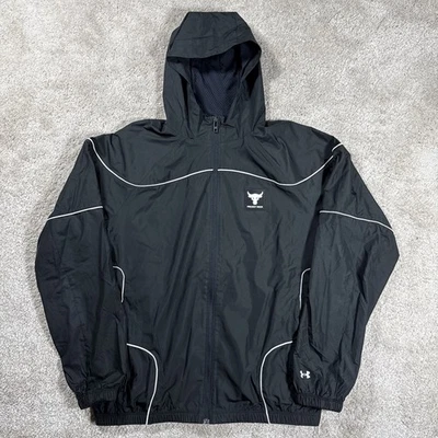 Under Armour Project Rock Brahma 连帽夹克黑色/白色男式 M 码 — 第 1/4 张图片